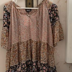 Multi-floral boho top